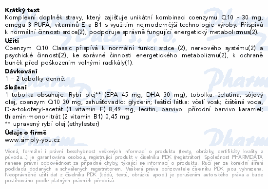 Coenzym Q10 Classic 30mg Da Vinci Academia tob.60