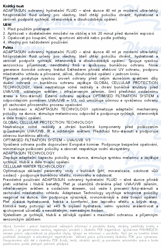 ESTHEDERM Adaptasun hydratační fluid 40ml