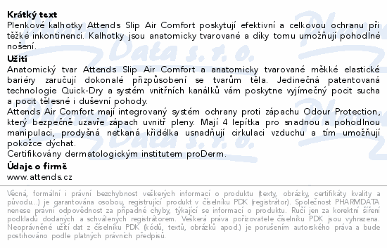 Kalhotky absorp.Attends Slip Air Comfort 10 M 26ks