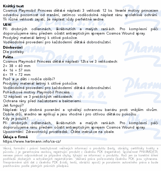 Cosmos Playmobil Princ.děts.náplas.12ks