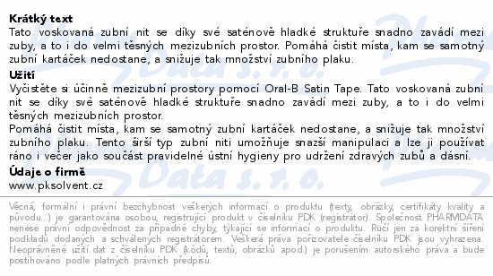 Oral-B Satin dentální nit Mint 50m