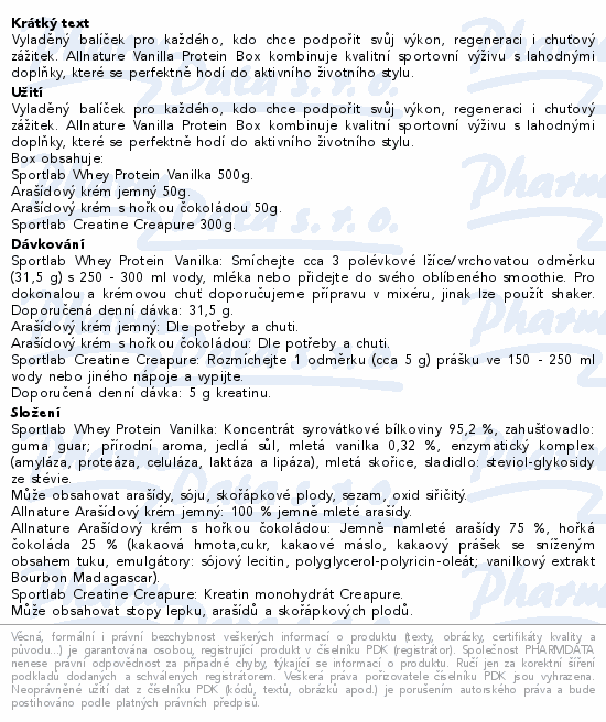 Allnature Vanilla Protein Box