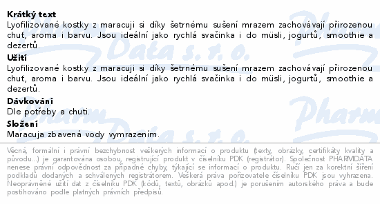 Allnature Maracuja sušená mrazem kostky 30g