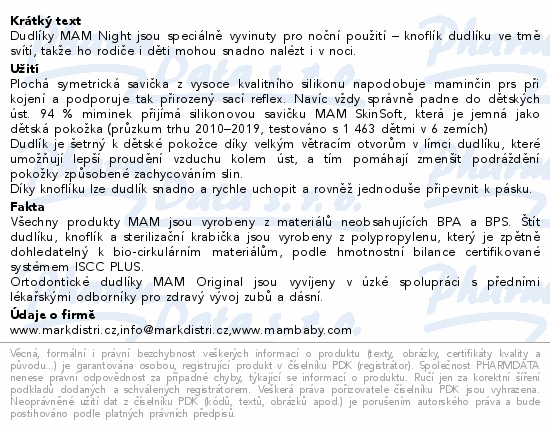 MAM Dudlík Original Night box 0+m sv/tm.modrý 2ks