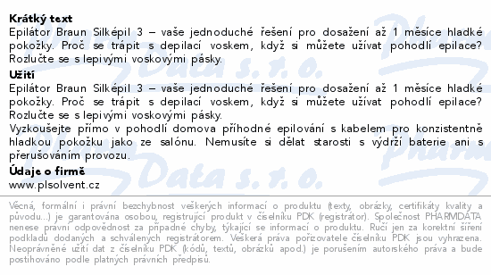 Braun Silképil 3 epilátor s kabelem+nástavec