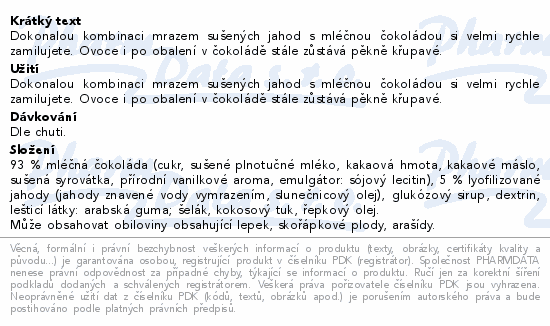 Allnature Jahody lyofilizované v mléčné čoko 100g