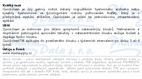 Quickclean Viskoelastický roztok 20mg/2ml