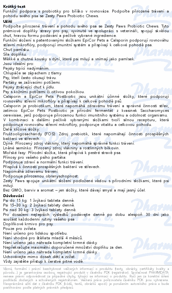 Zesty Paws Probiotic Chews 60ks