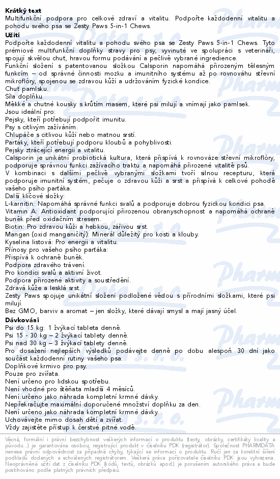 Zesty Paws 5in1 Chews 60ks