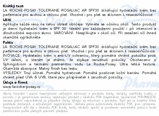 LA ROCHE-POSAY TOLERIANE Rosaliac AR SPF30 50ml