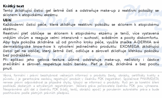 A-DERMA Exomega Zklidňující čisticí gel 200ml