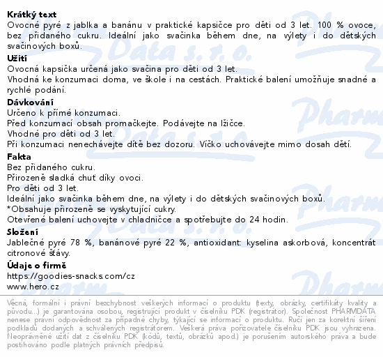 Goodies Bluey ovocná kapsička jablko banán 100g