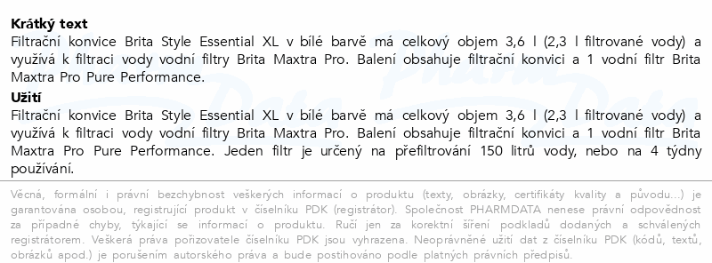 BRITA Style Ess.fil.konvice XL bílá 3.6l+filtr 1ks