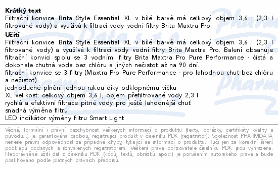 BRITA Style Ess.filtr.konv.XL bílá 3.6l+filtr 3ks