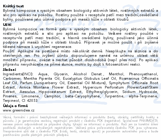 Green idea Artroregen gel 250ml+50ml 20% NAVÍC