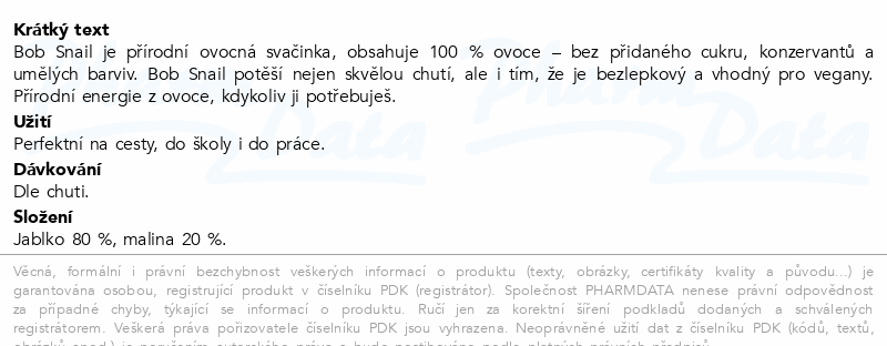 Šnek BOB ovocný snack jablko-malina 40g