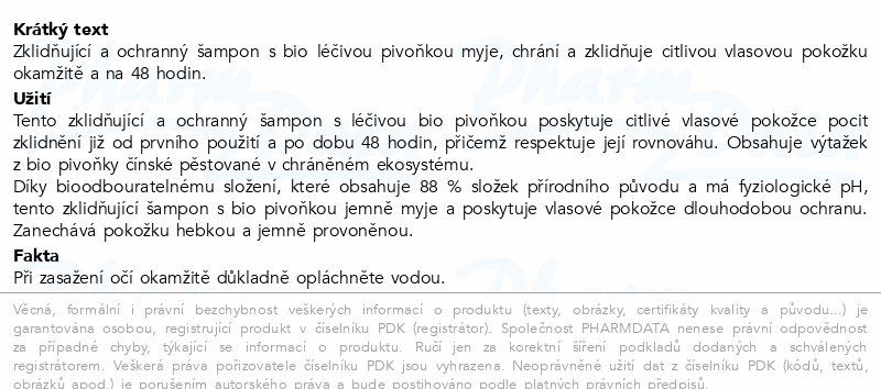 KLORANE Zklidňující šampon s bio pivoňkou 100ml
