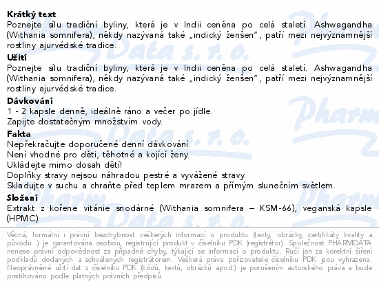 Organis Ashwagandha 300mg cps.60