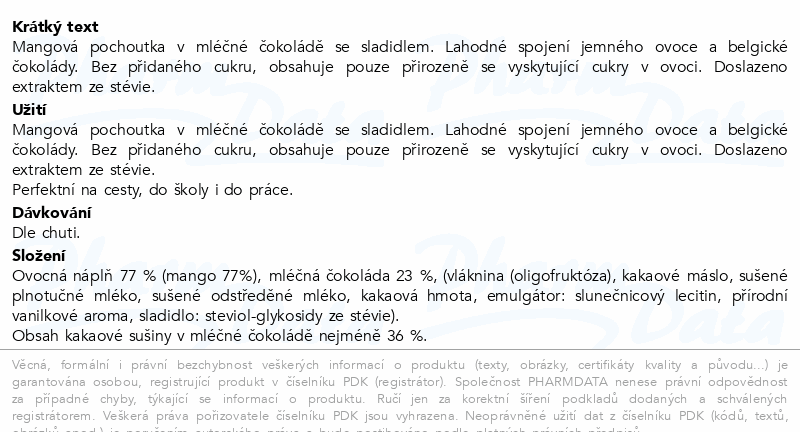 Šnek BOB pochoutka mango v mléčné čoko 10x10g