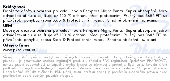 Pampers Night Pants 360°Fit 5 pl.kalh.11-17kg 92ks
