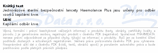 HAEMOLANCE Plus lancety děti 25G modré 100ks