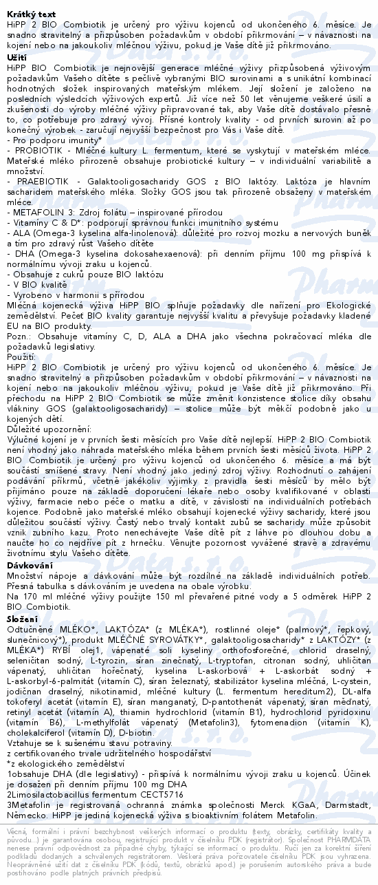 HiPP 2 Combiotik kojenecké mléko BIO 4x600g