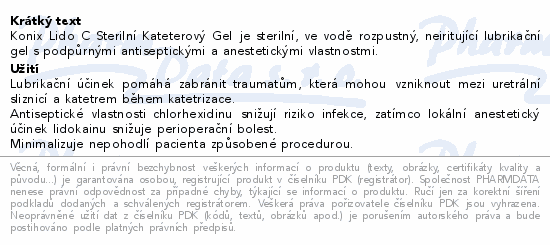 Konix Lido C Sterile Catheter Gel 12ml 50ks