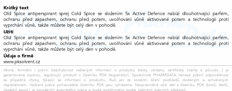 Old Spice Cold Spice deo sprej 150ml