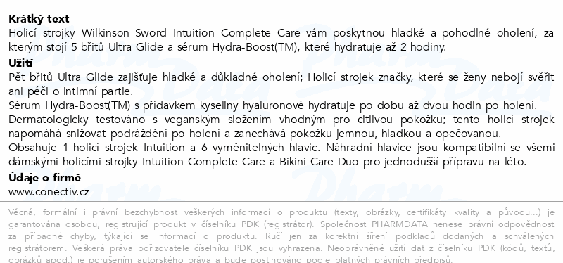 WILKINSON Intuition Complete Care XL Pack 1+6