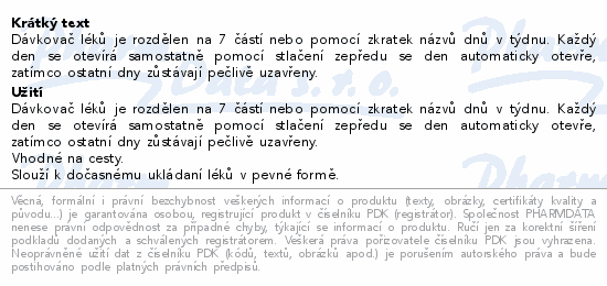 Dávkovač léků 7 dní barevný