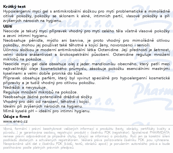 Neocide mycí gel s antimikrob.složkou 200ml ENEO