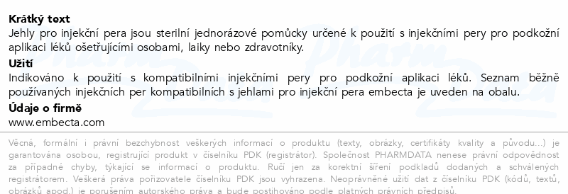 Embecta Jehly pro injekční pera 8mm 31G 100ks