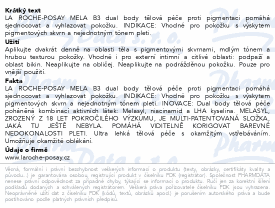 LA ROCHE-POSAY MELA B3 tělová péče 200ml