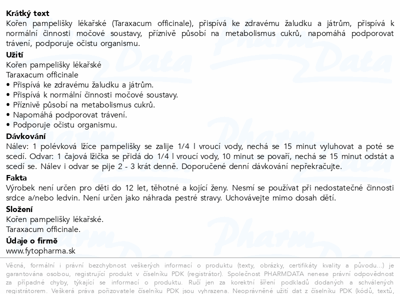 Pampeliška Očista organ.kořen syp.400g Fytopharma