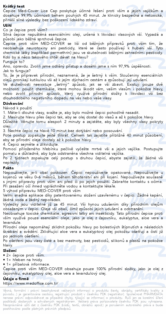 MED-COVER Lice Cap čepice proti vším set
