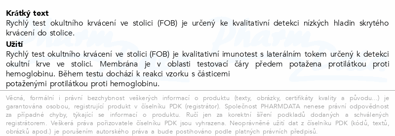 Juschek FOB rychlý test okultní krvácení 1ks