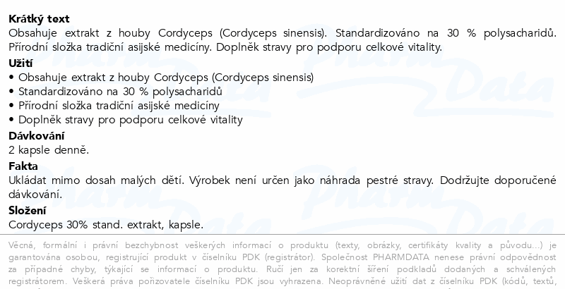 Cordyceps 30% extrakt 500mg cps.60