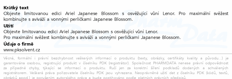 Ariel+Lenor Japanes.Blossom gel.kaps.na praní 60ks