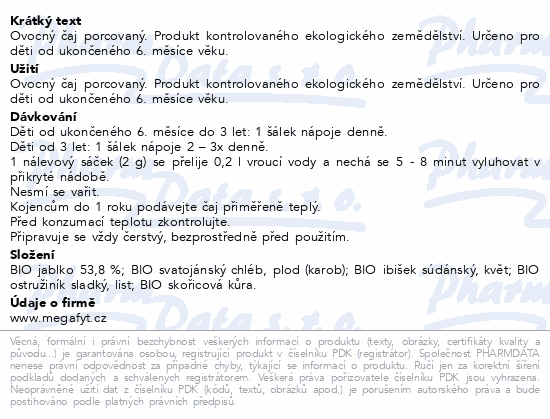 Megafyt Dětský čaj Jablko BIO 20x2g
