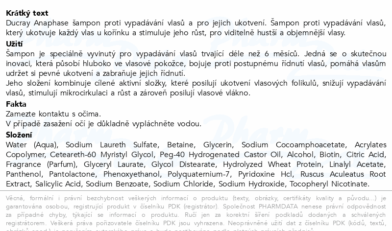 DUCRAY Anaphase šampon-vypadávání vlasů 400ml