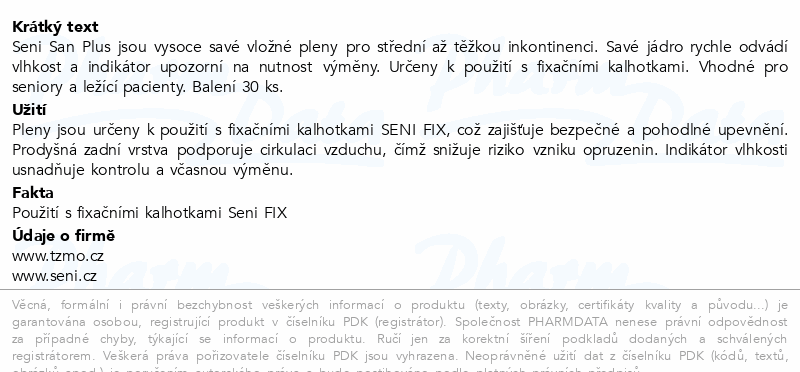 Seni San absorpční vložné pleny plus 30ks