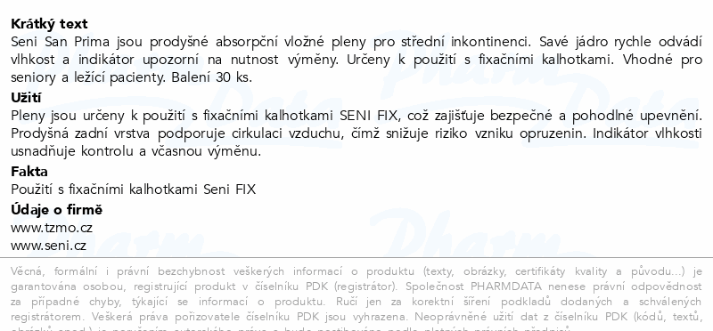 Seni San absorpční vložné pleny prima 30ks