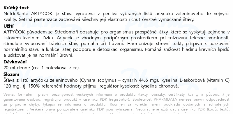NefdeSanté Artyčok 500ml