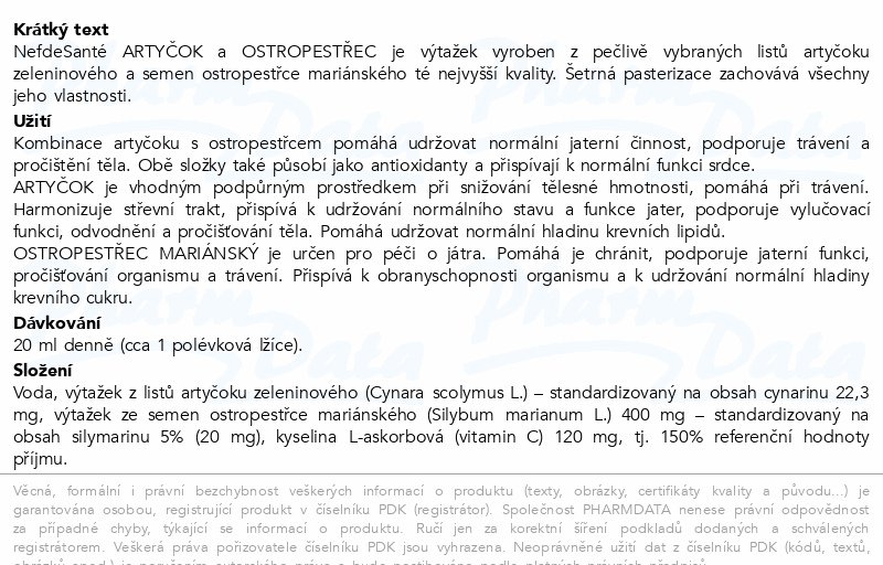 NefdeSanté Artyčok a Ostropestřec 500ml
