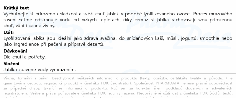 Allnature Jablka Lyo mrazem sušená 100g