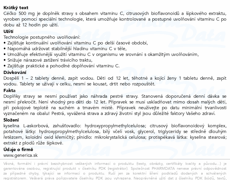 Céčko 500mg s postup.uvolňováním tbl.60 Generica