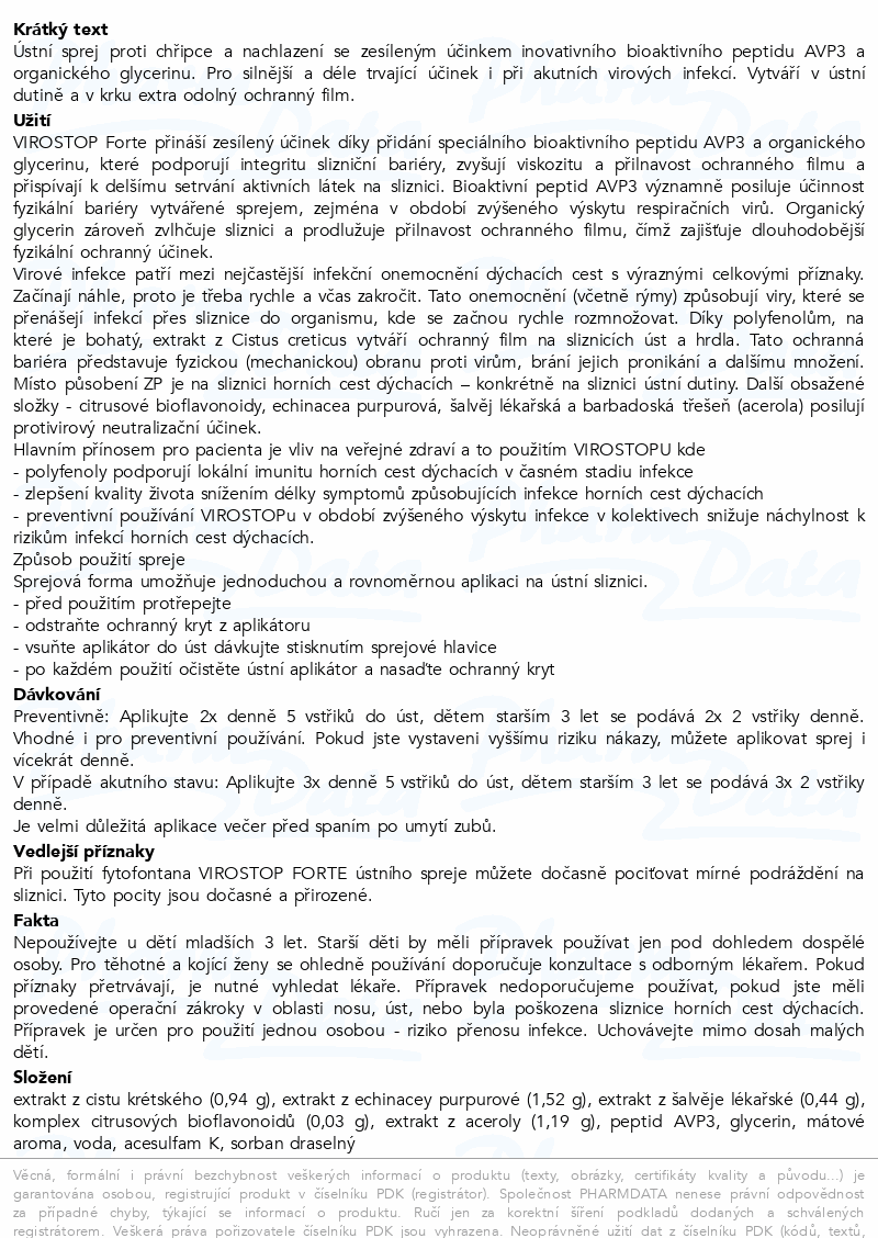 Fytofontana VIROSTOP Forte ústní sprej 10ml