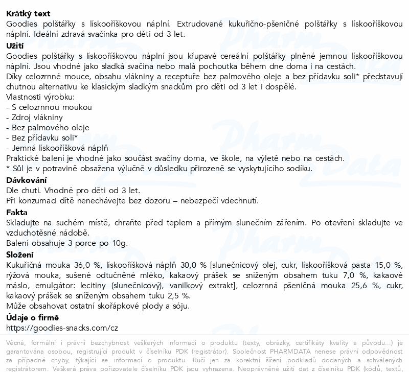 Goodies Polštářky s lískovo-oříškovou náplní 20g