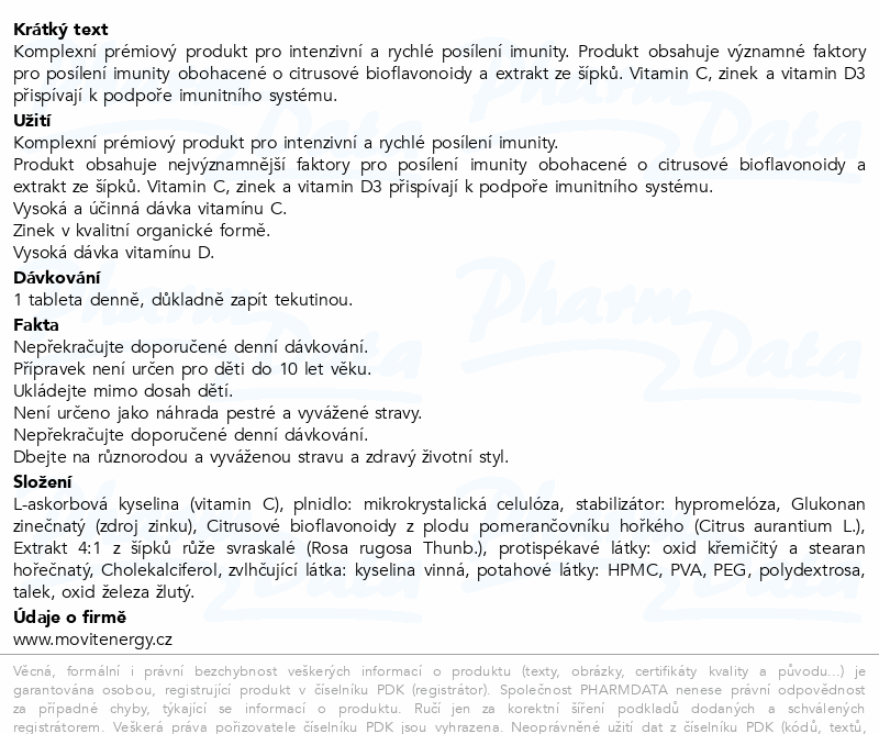 MOVit Vitamin C s šípky+Vitamin D+Zinek tbl.90+30