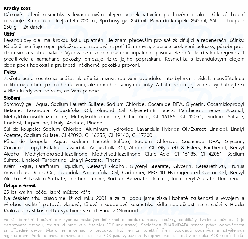 VIVACO dárkové balení s levandulovým olejem